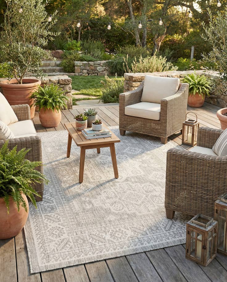 Detail image of 5' 3 x 7' Easy-Clean Aztec Indoor / Outdoor Rug