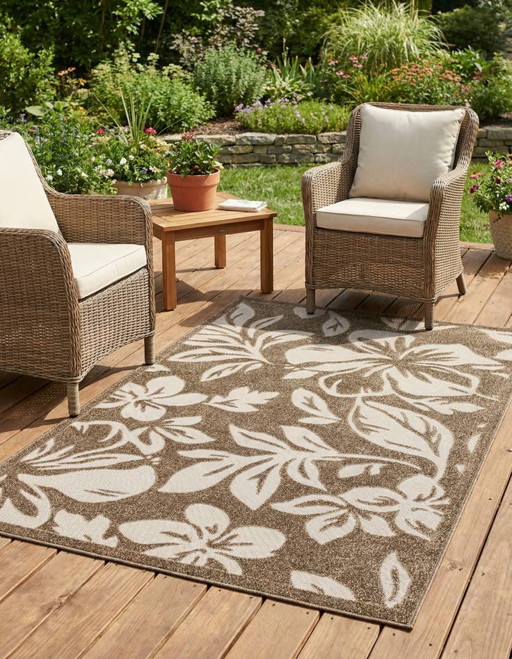 Detail image of 5' x 8' Washable Botanical Indoor / Outdoor Rug