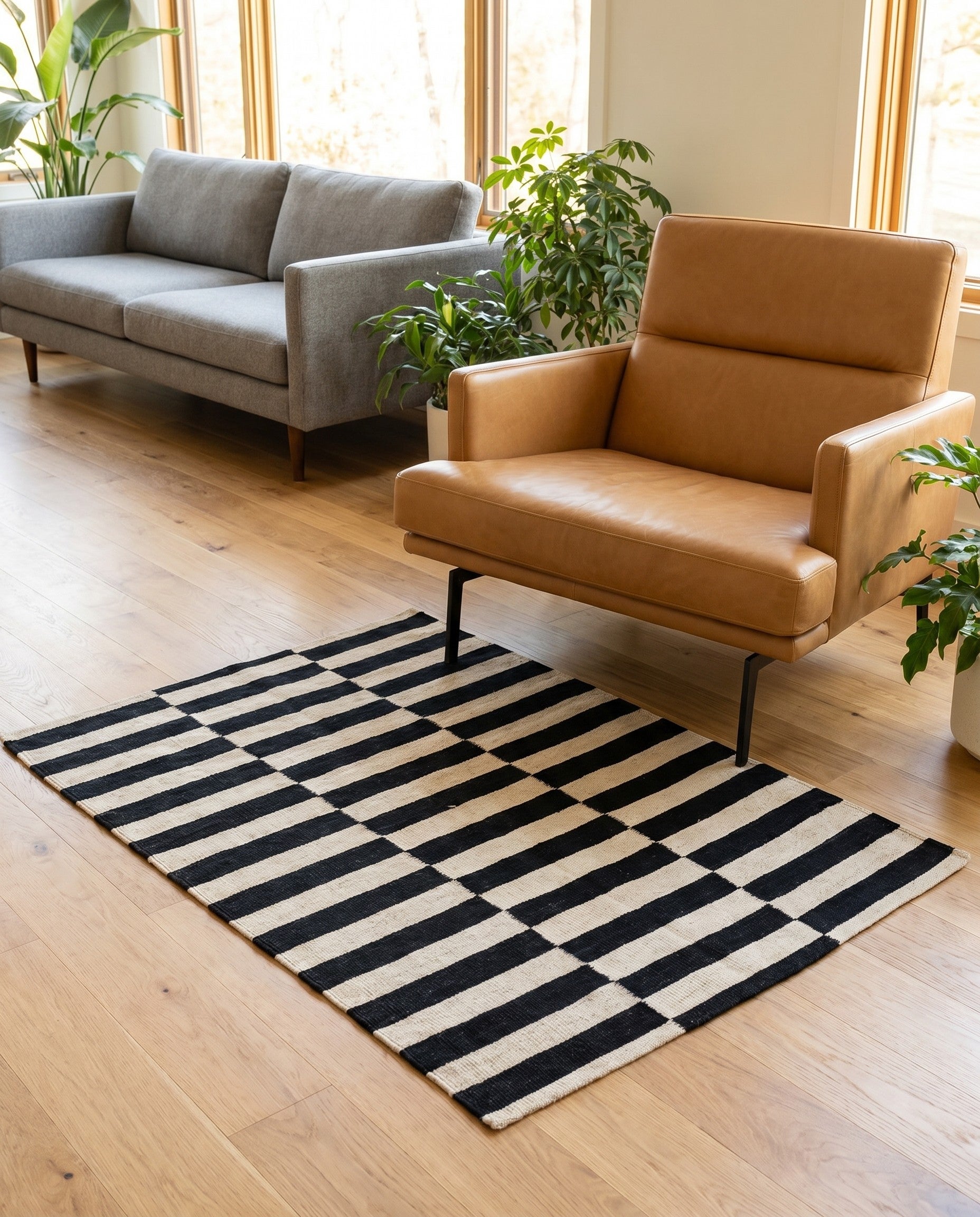 3' 4 x 4' 9 Hand Woven Kilim Modern Wool Rug