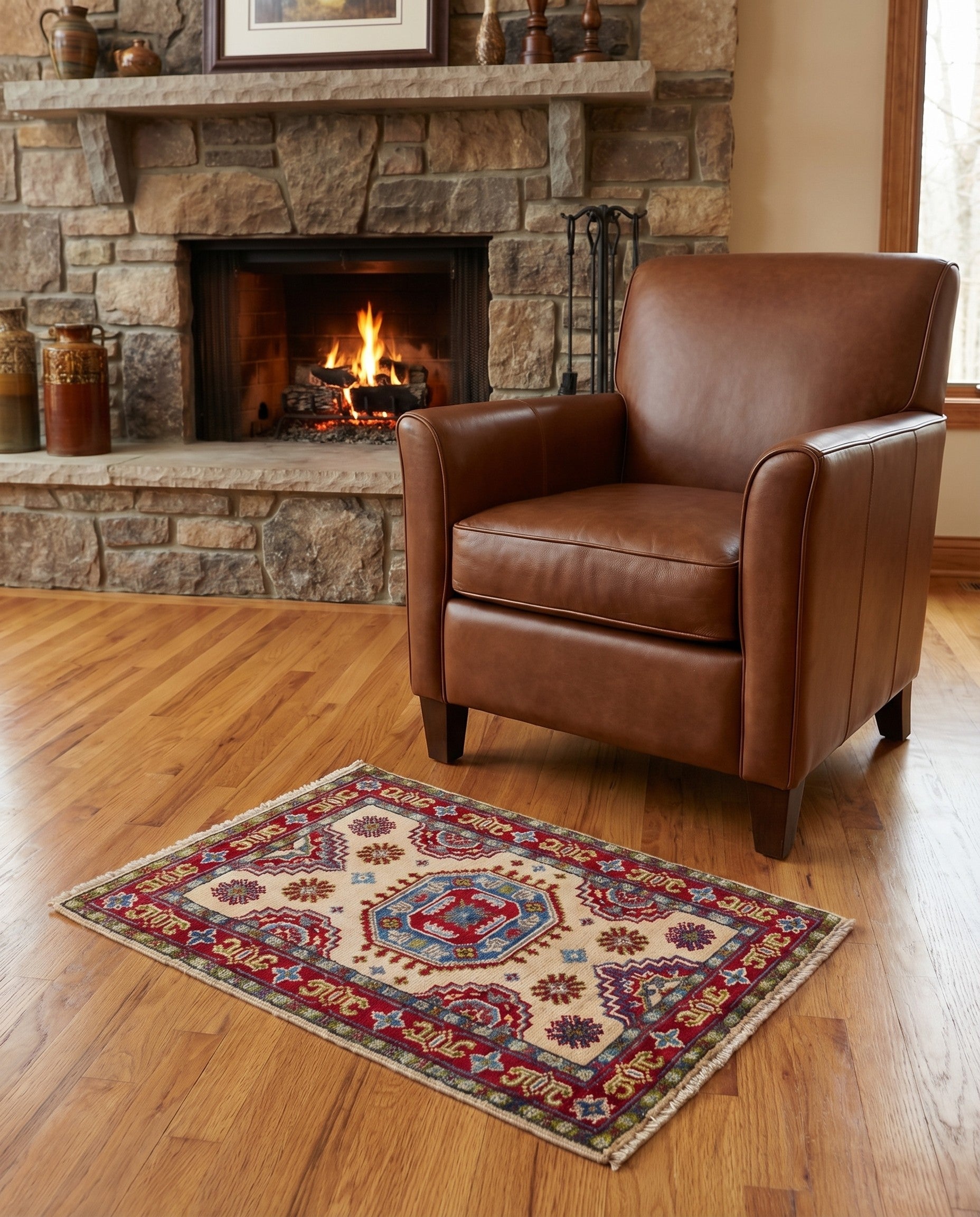 2' x 3' 1 Hand Knotted Kazak Rug