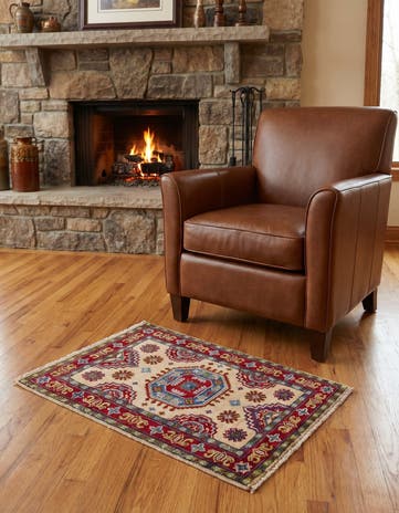 2' x 3' 1 Hand Knotted Kazak Rug
