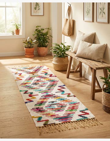 2' 2 x 6' 1 Hand Woven Chindi Trellis Runner Rug