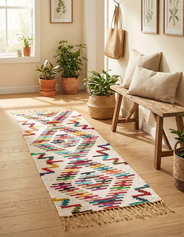 2' 2 x 6' 1 Hand Woven Chindi Trellis Runner Rug