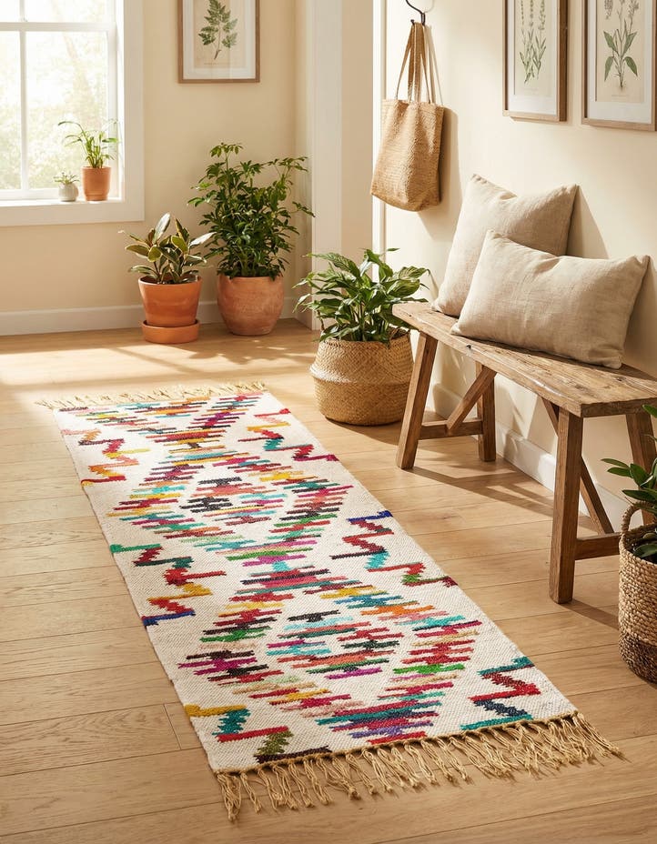 2' 2 x 6' 1 Hand Woven Chindi Trellis Runner Rug