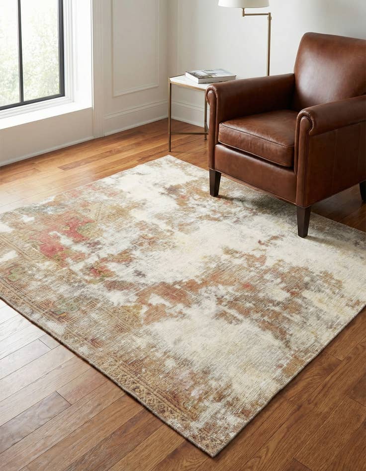 Detail image of 4' 7 x 4' 10 Hand Knotted Ultra Vintage Persian Wool Square Rug