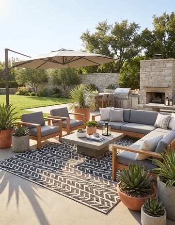 Black Easy-Clean Sabrina Soto Aston Indoor / Outdoor Rug