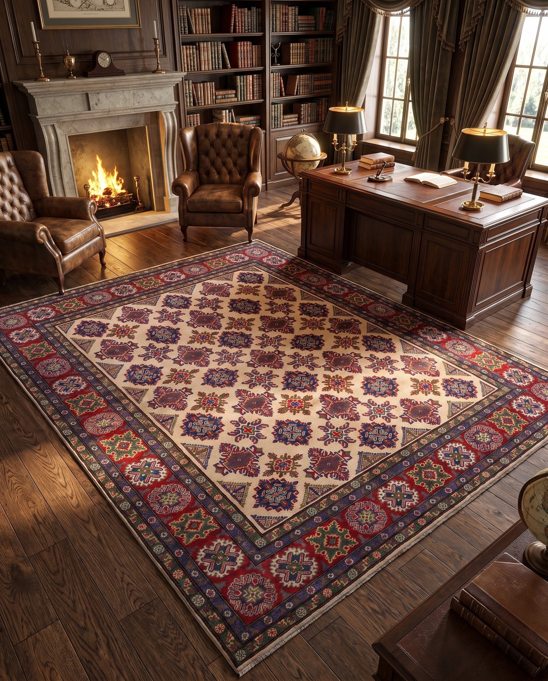 8' x 9' 9 Hand Knotted Kazak Rug