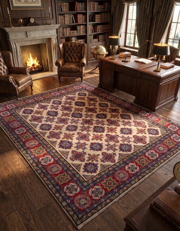 8' x 9' 9 Hand Knotted Kazak Rug