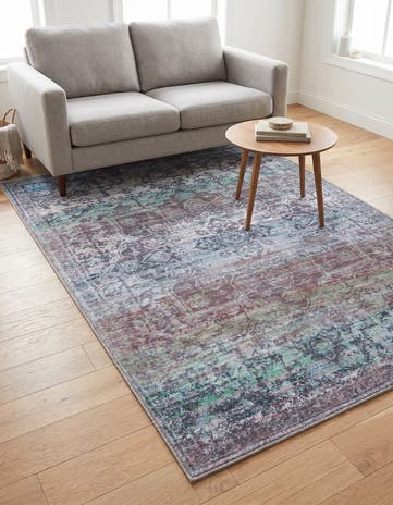 Blue Green Washable Francesca Rug