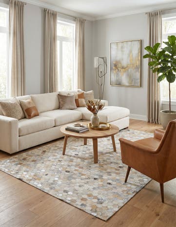 5' 1 x 8' Cowhide Leather Rug