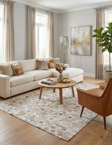 5' 1 x 8' Cowhide Leather Rug
