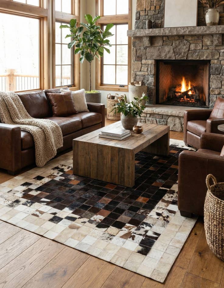 Detail image of 5' x 7' 10 Cowhide Stocks Rug