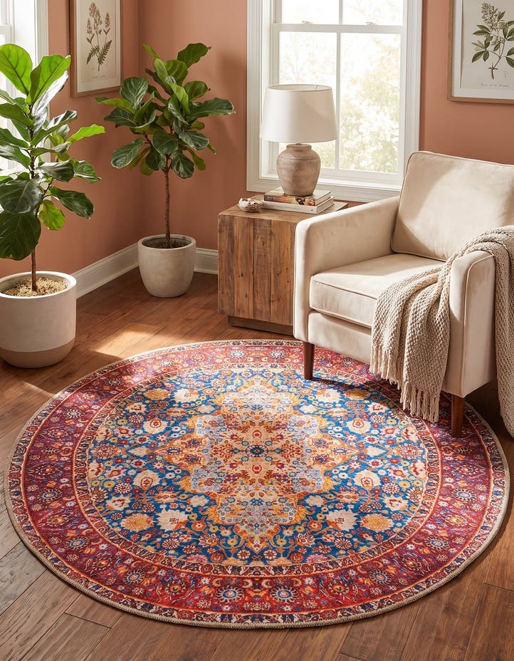 3' 6 x 3' 6 Washable Timeless Round Rug