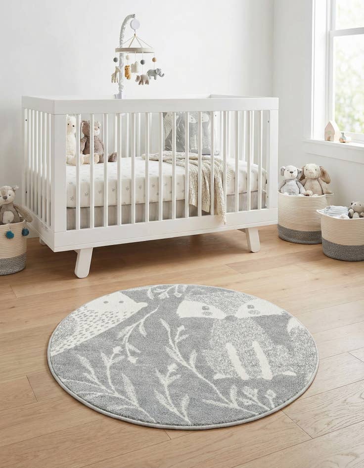 Detail image of 3' 3 x 3' 3 Animals Whimsy Kids Round Rug