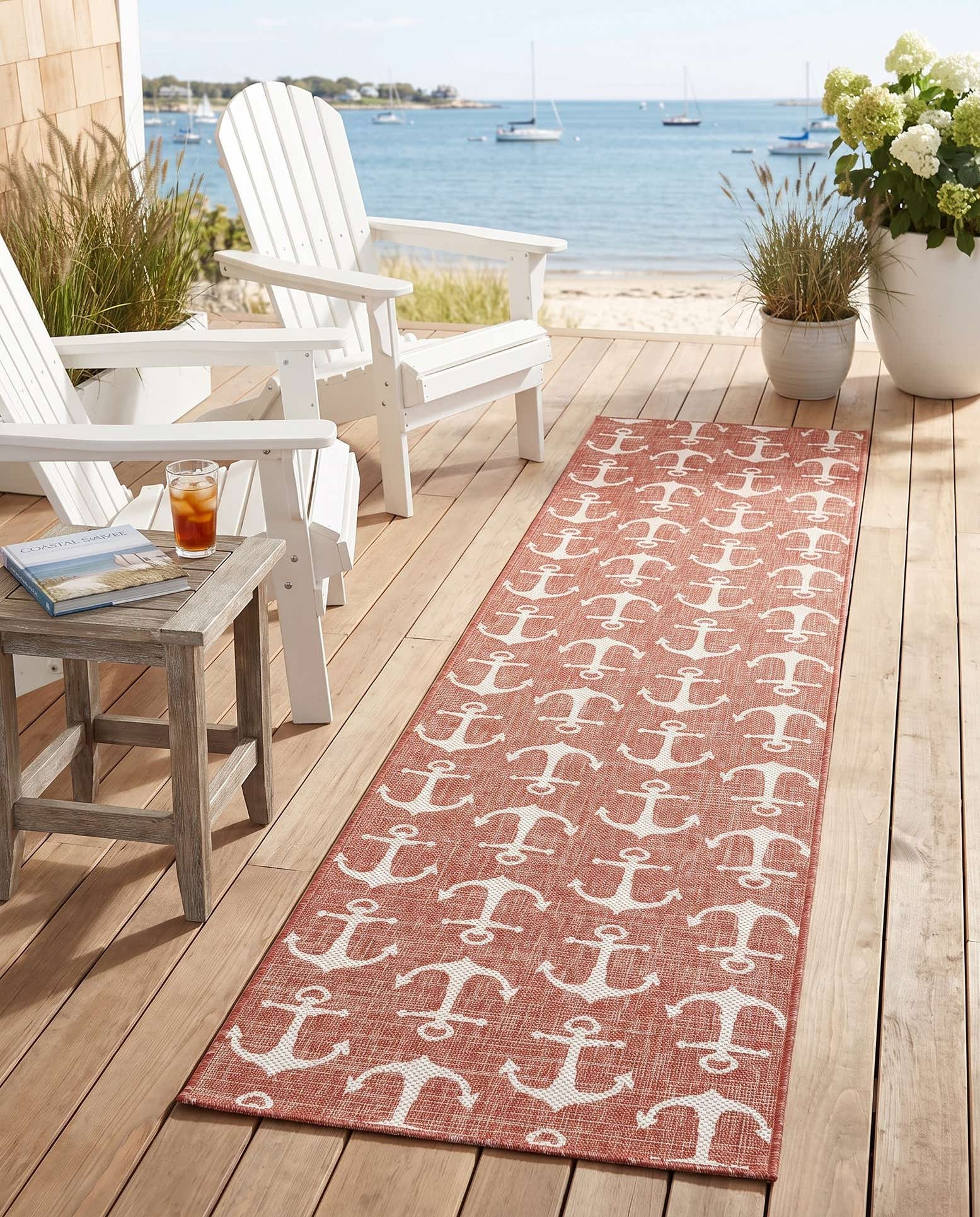 2' 7 x 12' Easy-Clean Coastal Indoor / Outdoor Runner Rug