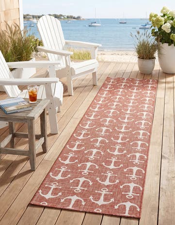2' 7 x 12' Easy-Clean Coastal Indoor / Outdoor Runner Rug