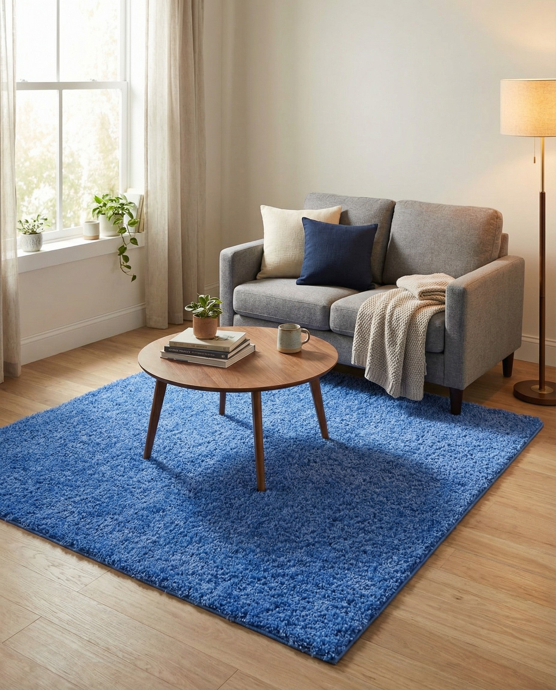 5' x 5' Solid Shag Square Rug