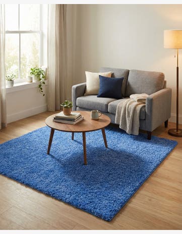 Periwinkle Blue Solid Shag Square Rug
