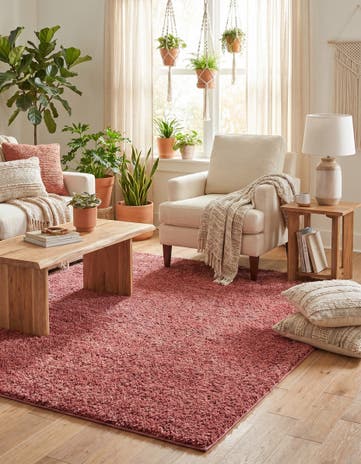 Pomegranate Red Jill Zarin Shaggy Chic Square Rug