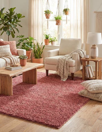 Pomegranate Red Jill Zarin Shaggy Chic Square Rug