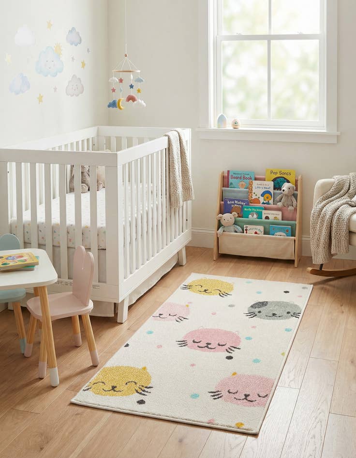Detail image of 2' 2 x 4' Cats Whimsy Kids Runner Rug