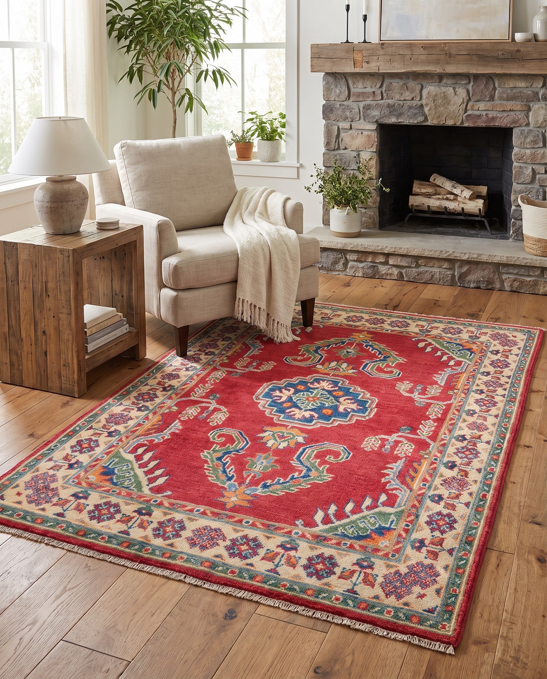 3' 3 x 4' 10 Hand Knotted Kazak Rug