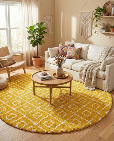  10' x 10' Lattice Shag Round Rug