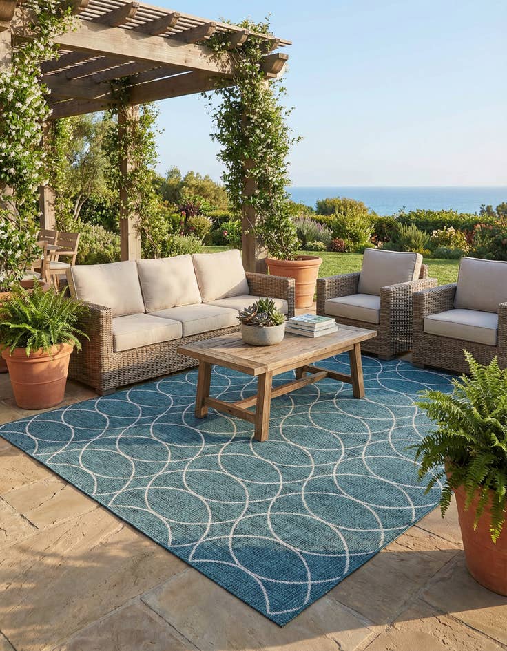 Detail image of 10' x 10'  Washable Trellis Indoor / Outdoor Square Rug