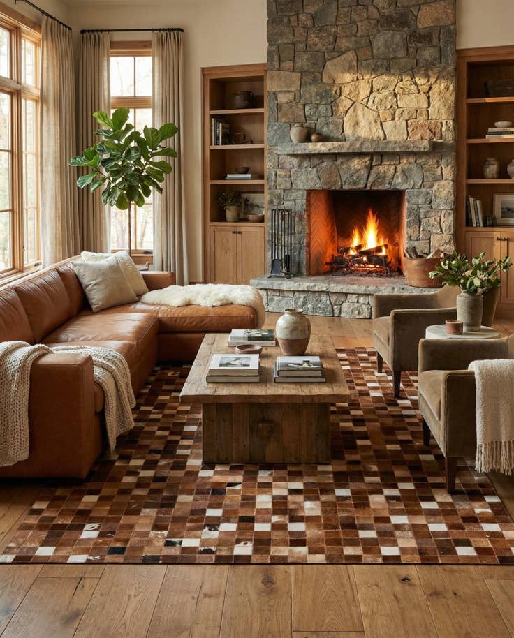 Detail image of 5' 1 x 7' 11 Cowhide Stocks Rug