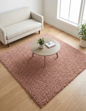 Rose Pink Everyday Shag Square Rug