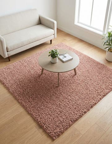 Rose Pink Everyday Shag Square Rug