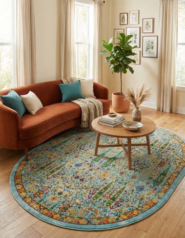 Aqua Calypso Oval Rug