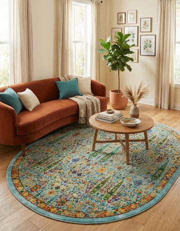 Aqua Calypso Oval Rug