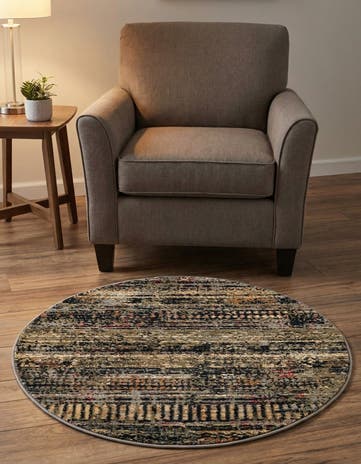 Blue Saturn Round Rug