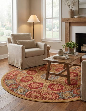 Red Mamluk Round Rug