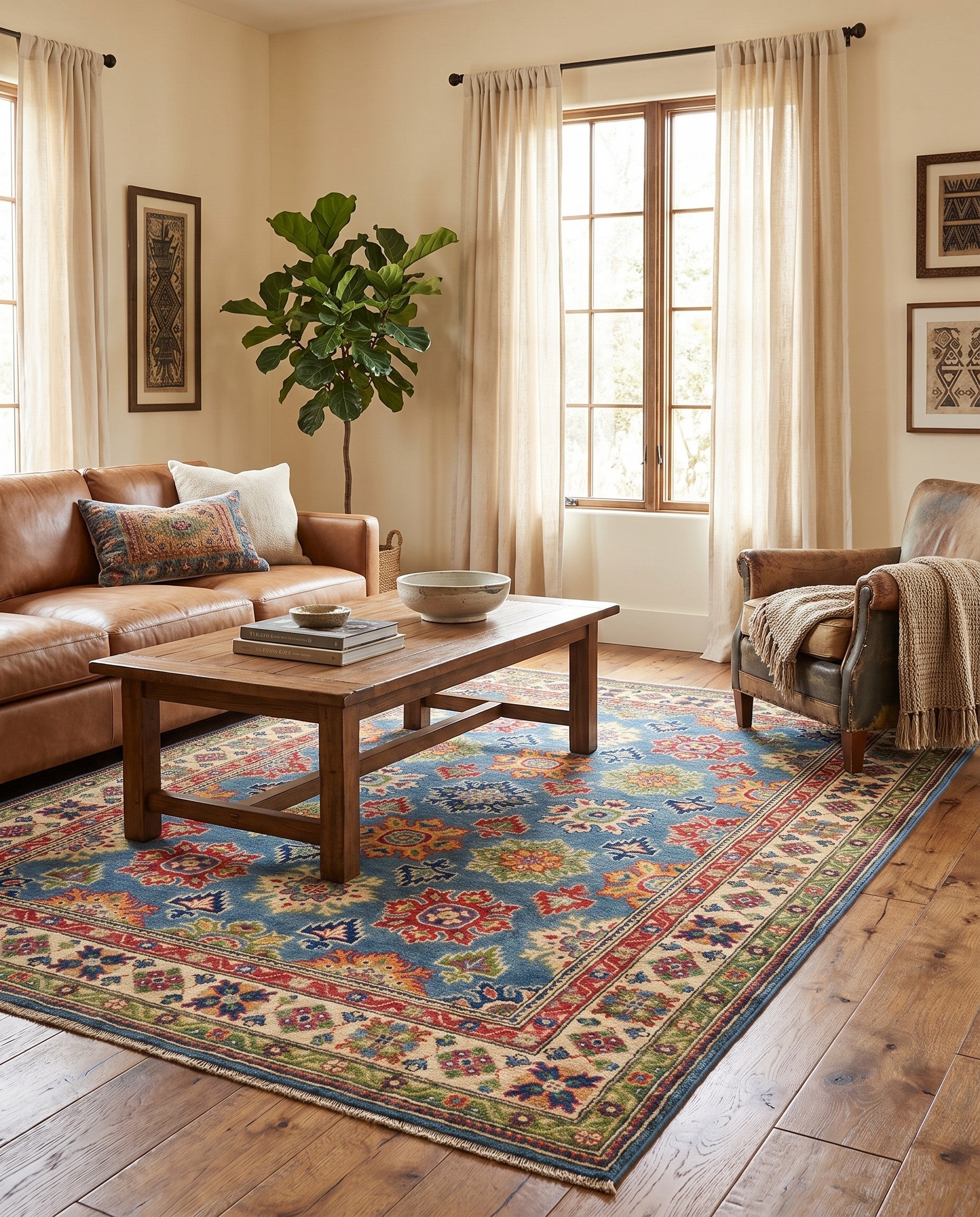 4' 11 x 6' 8 Hand Knotted Kazak Rug