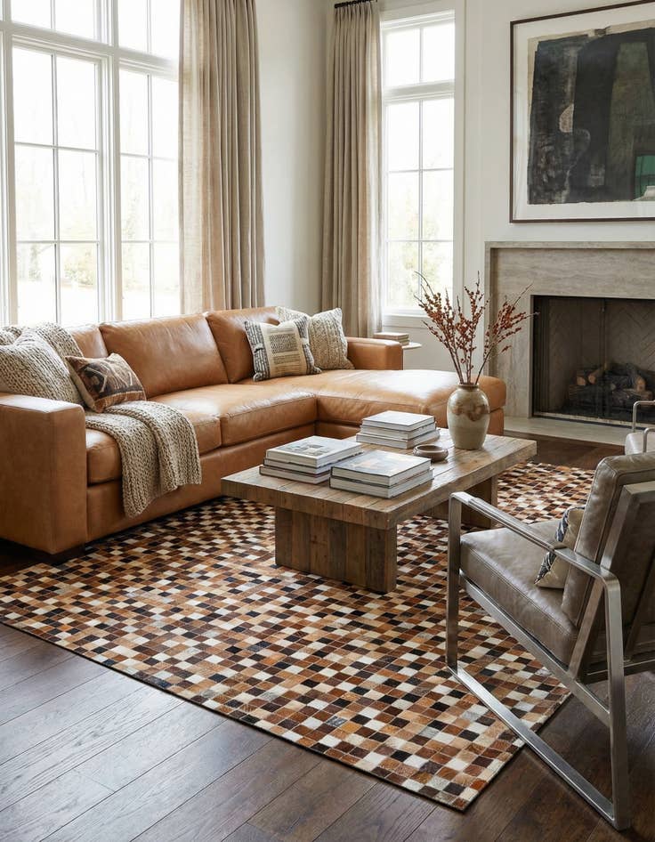 Detail image of 5' 9 x 8' 1 Cowhide Stocks Rug