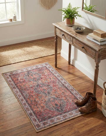 Rust Red Washable Timeless Rug