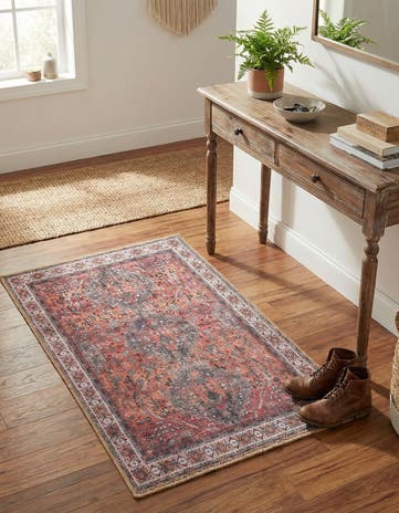 Rust Red Washable Timeless Rug