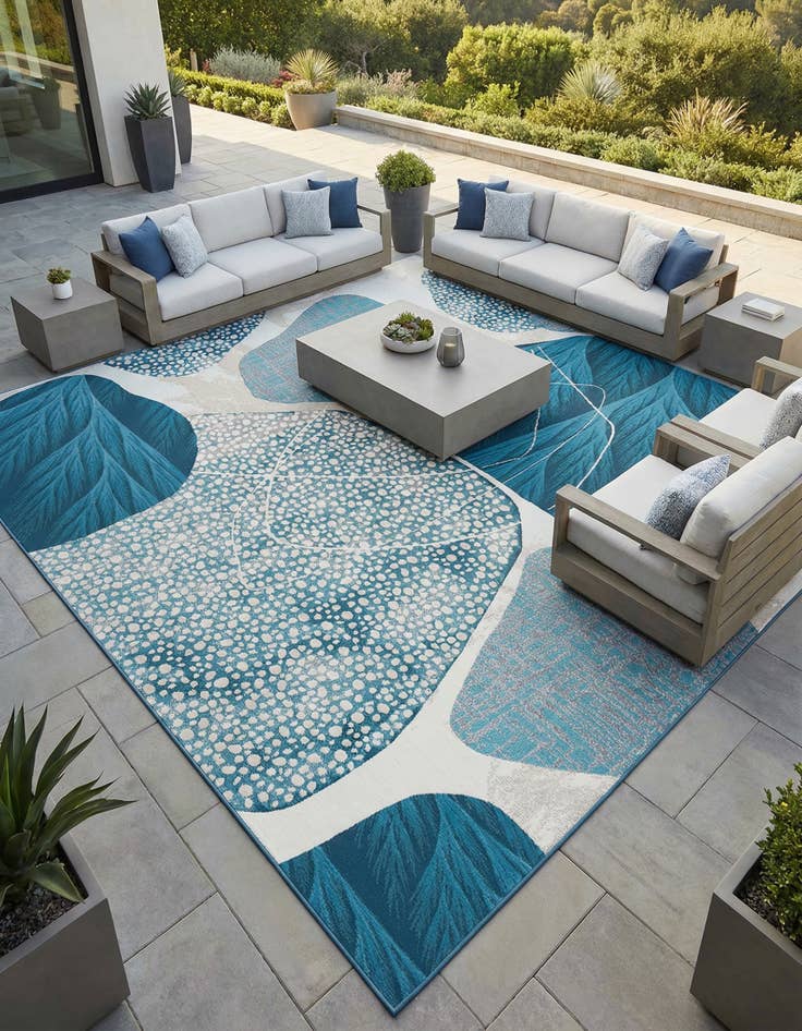 Detail image of  10' x 10'  Washable Modern Indoor / Outdoor Square Rug