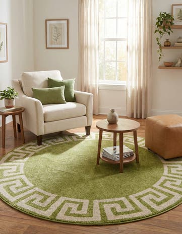 6' x 6' Greek Key Round Rug