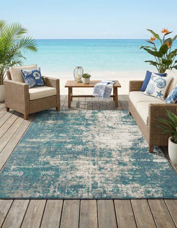 5' 3 x 8' Easy-Clean Coastal Indoor / Outdoor Rug