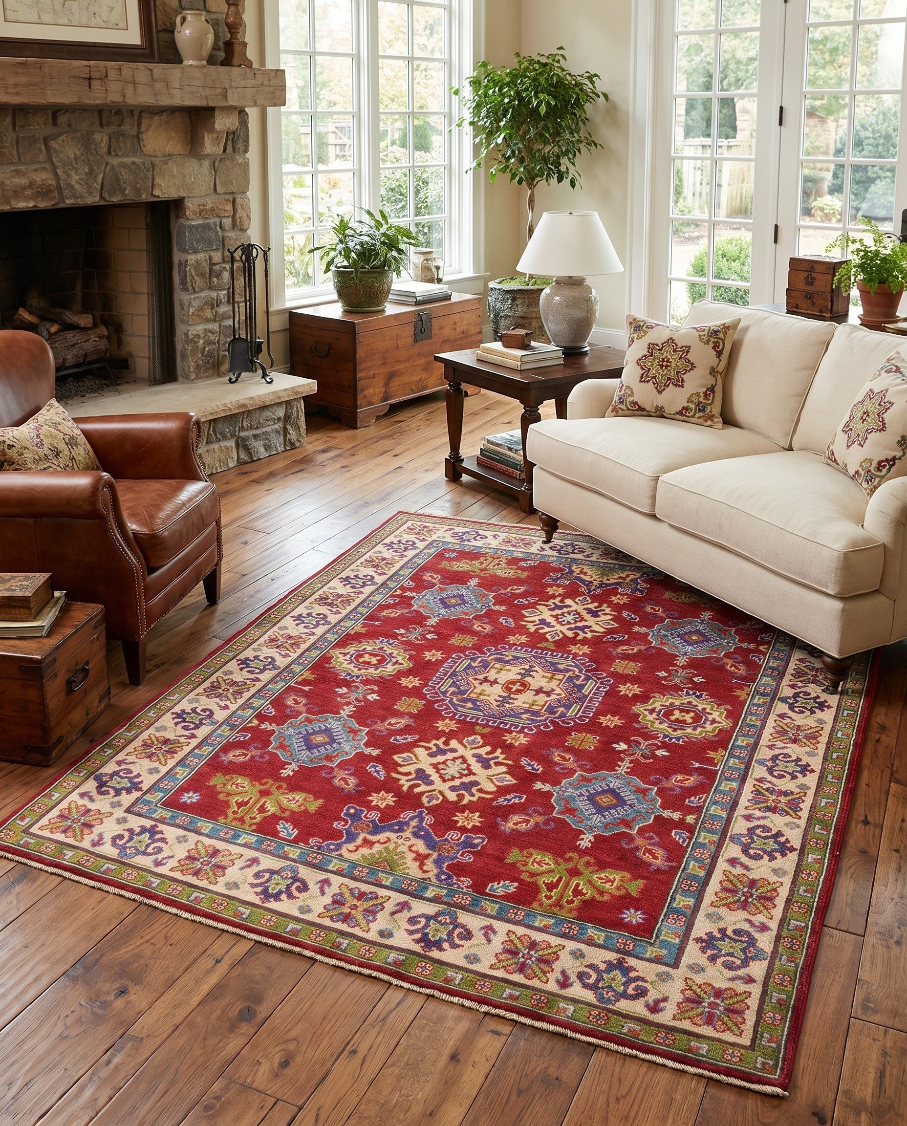 150cm x 215cm Hand Knotted Kazak Rug
