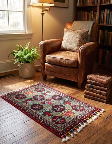 1' 3 x 2' 1 Hand Knotted Modern Ziegler Rug