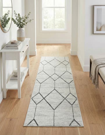 White Lattice Trellis Runner Rug