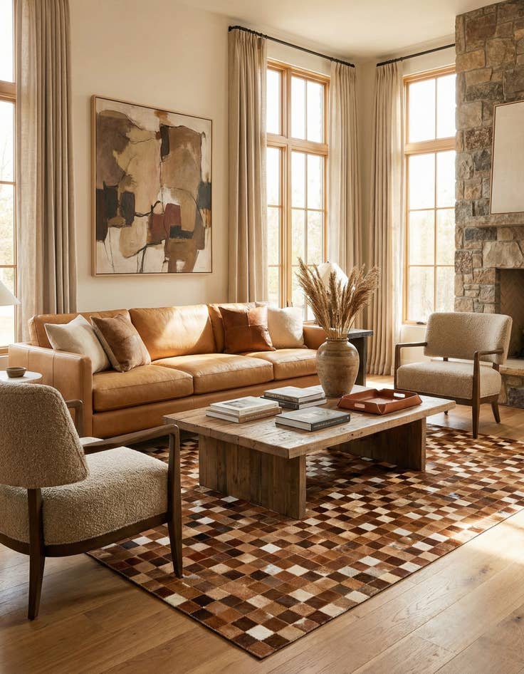 Detail image of 5' x 7' 11 Cowhide Stocks Rug