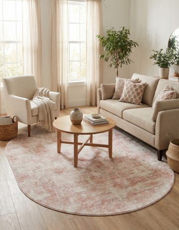 Carnation Pink Aurora Oval Rug