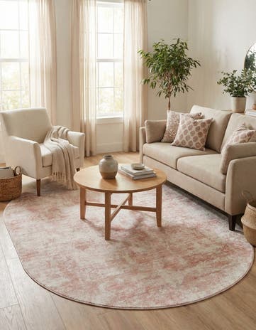 Carnation Pink Aurora Oval Rug