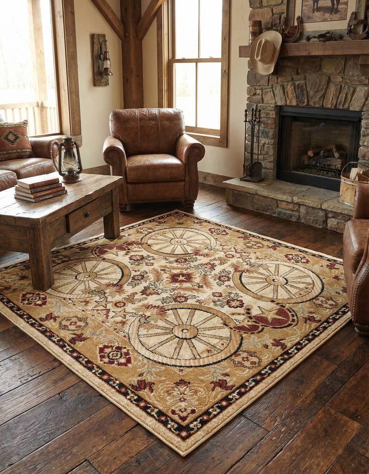 Detail image of 5' 3 x 5' 3 Pioneer Square Rug