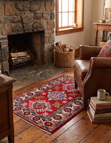 1' 11 x 3' Hand Knotted Kazak Rug